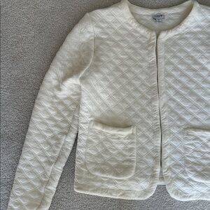 J. Crew Ivory Quilted Crewneck Blazer